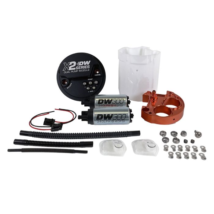 Módulo de bomba de combustible serie X2 de DeatschWerks con bombas dobles DW300 para Subaru WRX/STI 2010-15, Forester 2008-18, Legacy 2005-09 e Impreza 2008-14.