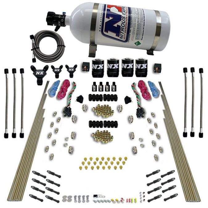 Sistema de nitroso Dry Direct Port de dos etapas para 8 cilindros Nitrous Express NX-93106-15