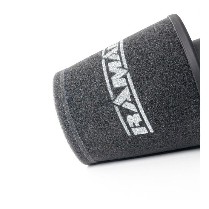 Ramair ProMax 76mm large foam universal air filter with rubber neck in closed air box.