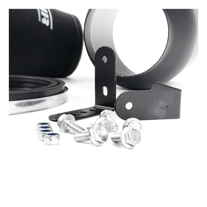 Ramair ProMax 76mm large foam universal air filter with rubber neck in closed air box.