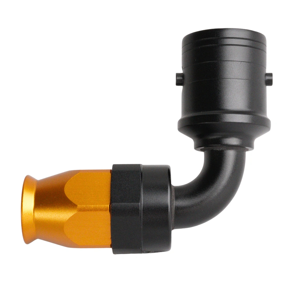 Extremo de manguera desconexión rápida PTFE AN6 90°