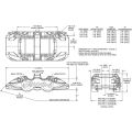 Pinza de freno radial universal Wilwood 120-14440 Aero4-DS de 4 pistones, color rojo.