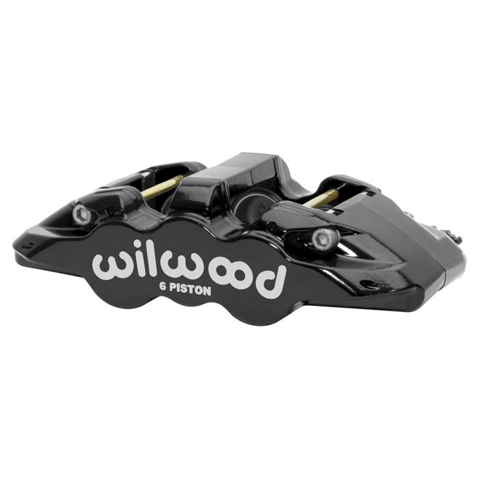 Pinza de freno Wilwood 120-14442 Aero6-DS de montaje radial, derecha, 6 pistones, color negro.