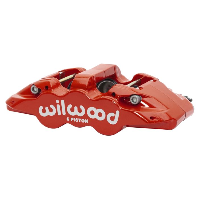 Pinza de freno radial Wilwood 120-14443 Aero6-DS izquierda, 6 pistones, color rojo.