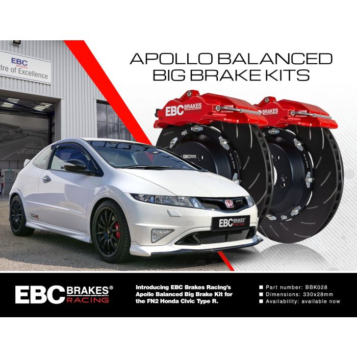 Kit de frenos de alto rendimiento BBK028RED-1 de EBC Brakes para Honda Civic FN2 Type-R de 8.ª generación