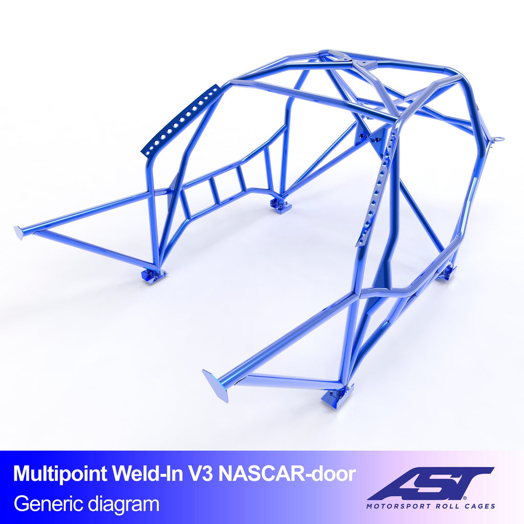 Arco de seguridad BMW Serie 3 (E30) Sedán 4 puertas RWD Multipoint Weld In V3 con puertas NASCAR para drift