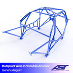 Arco de seguridad BMW Serie 3 (E30) Sedán 4 puertas RWD Multipoint Weld In V4 con puertas NASCAR para drift