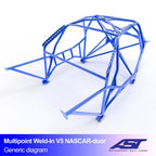 Arco de seguridad BMW Serie 3 (E30) Sedán 4 puertas RWD Multipoint Weld In V5 con puertas NASCAR para drift