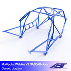 Arco de seguridad BMW Serie 3 (E36) Coupé 2 puertas Multipoint Weld In V3 con puertas NASCAR para drift
