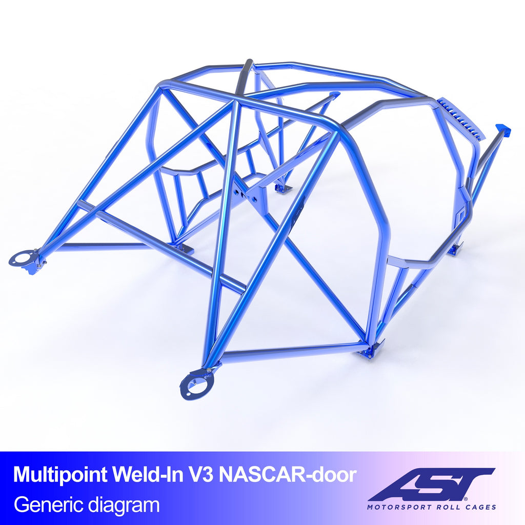 Arco de seguridad BMW Serie 3 (E46) Sedán 4 puertas Multipoint Weld In V3 con puertas NASCAR para drift