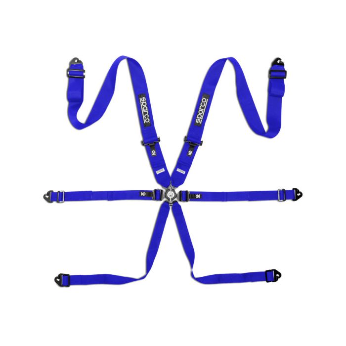 Arnés de seguridad Sparco BRN0054B0.B Competition H-3 de 6 puntos, homologado por la FIA (8853-2016), color azul.