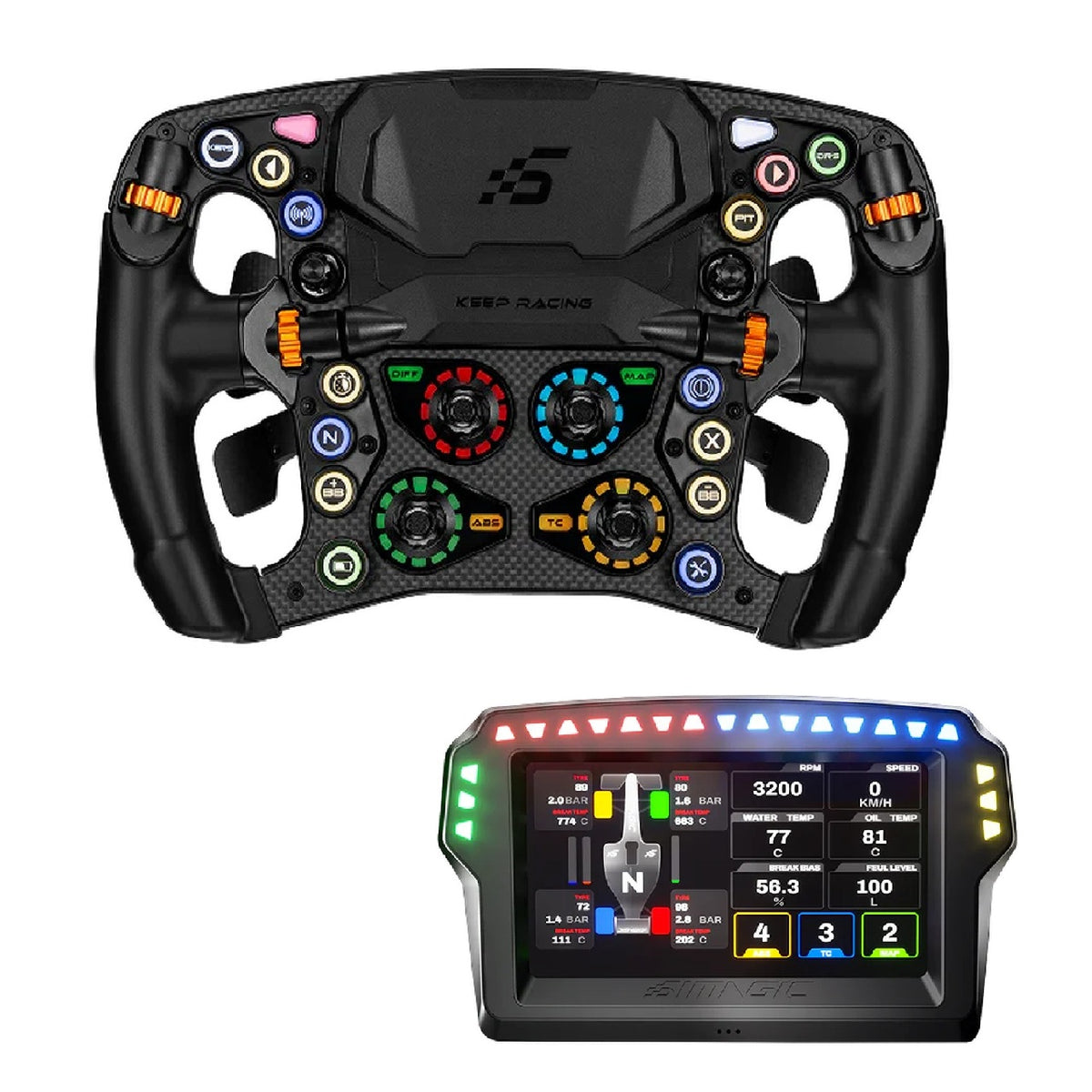 Pack Simagic ZEUS Formula 280 mm + pantalla de telemetría MagicDash 4 Simracing
