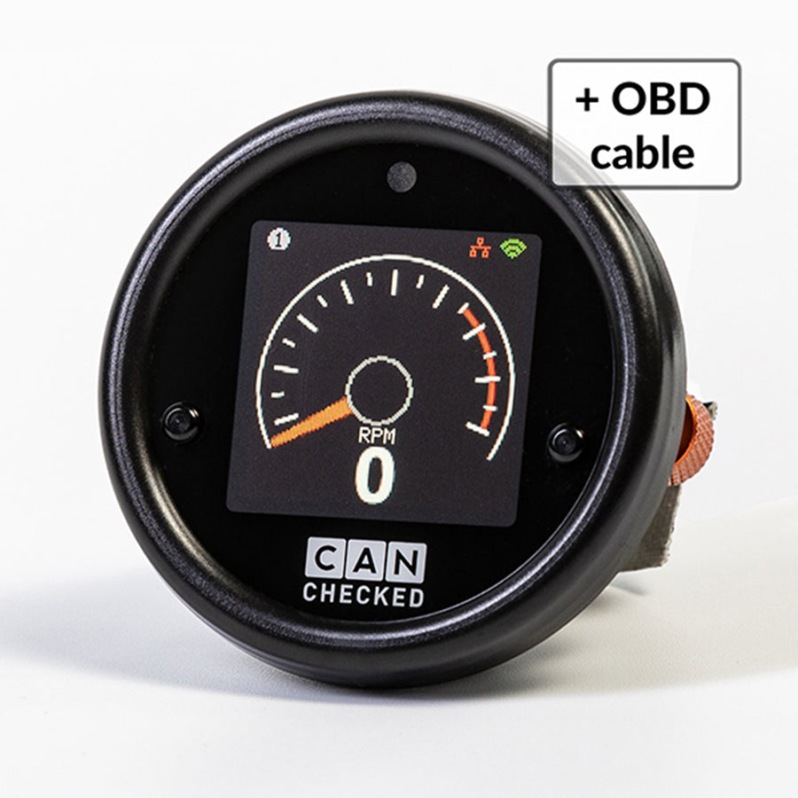 CANchecked MFD15 Gen2 data display with OBD cable – otra vista