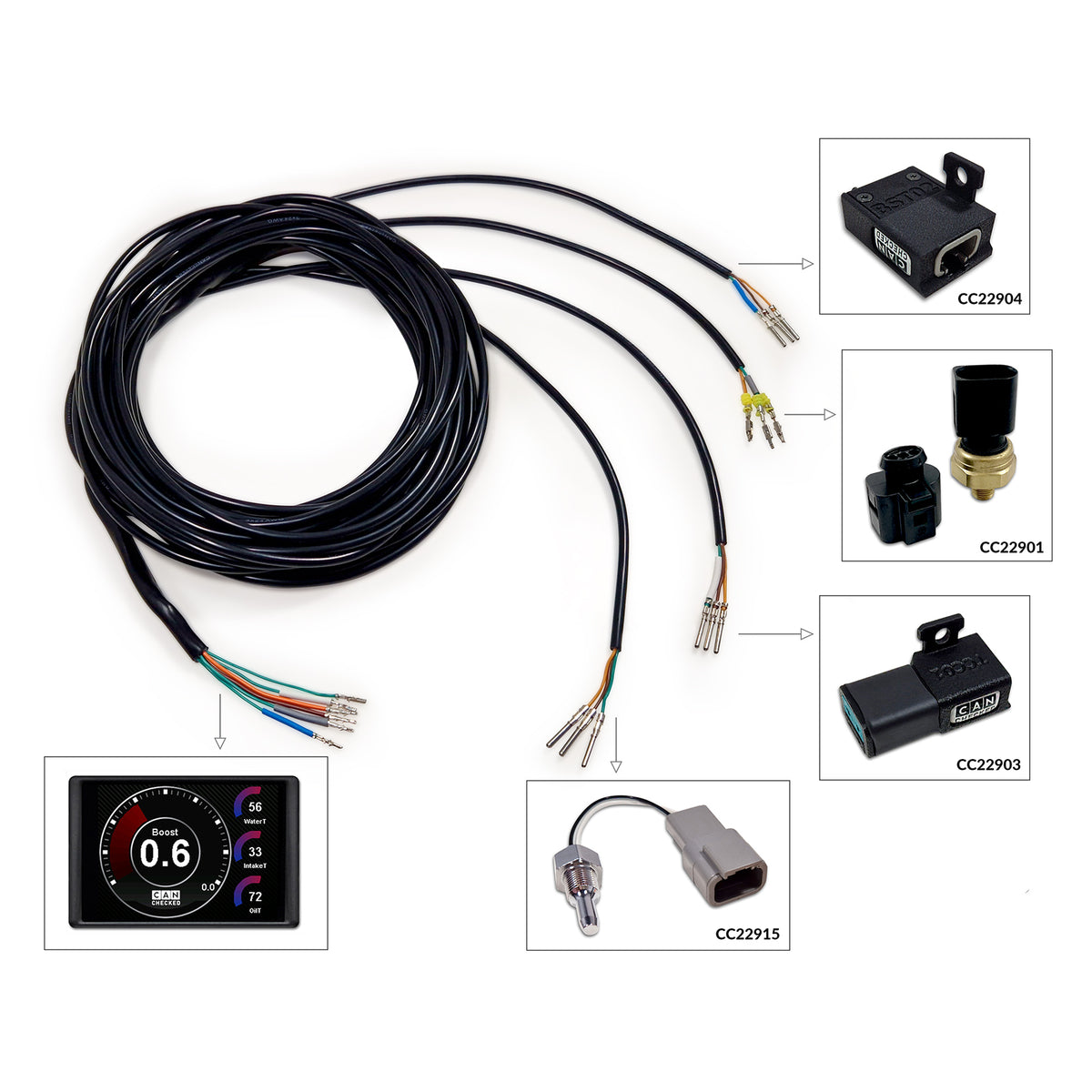 CANchecked ANC04 Mazo de cables compatible con sensores analógicos