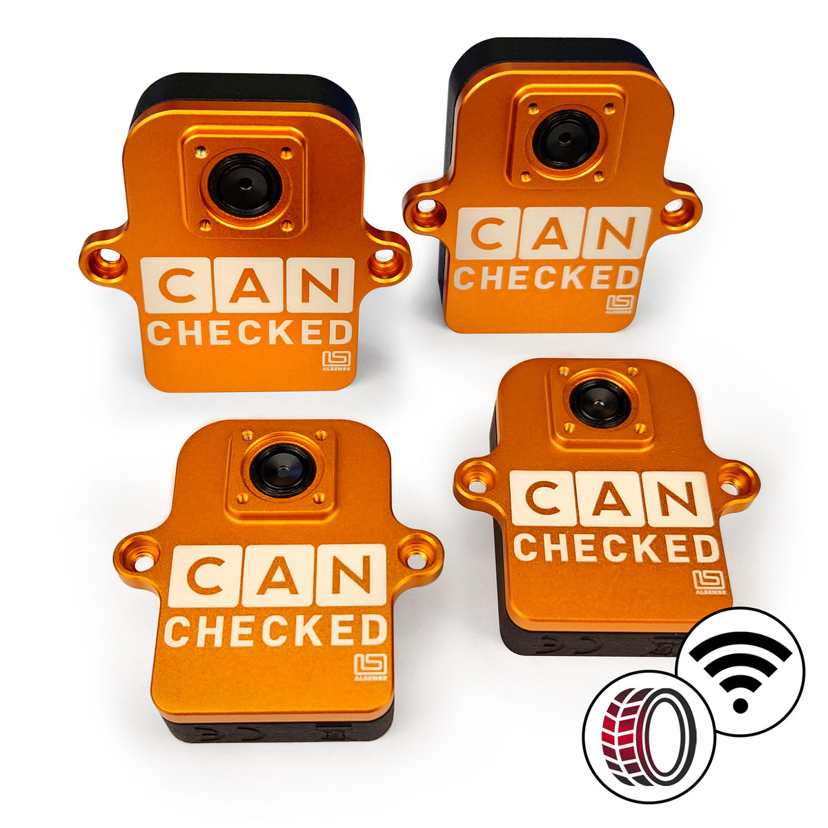 CANchecked TMU04 Set de monitorización inalámbrica de temperatura de neumáticos con caja de carga