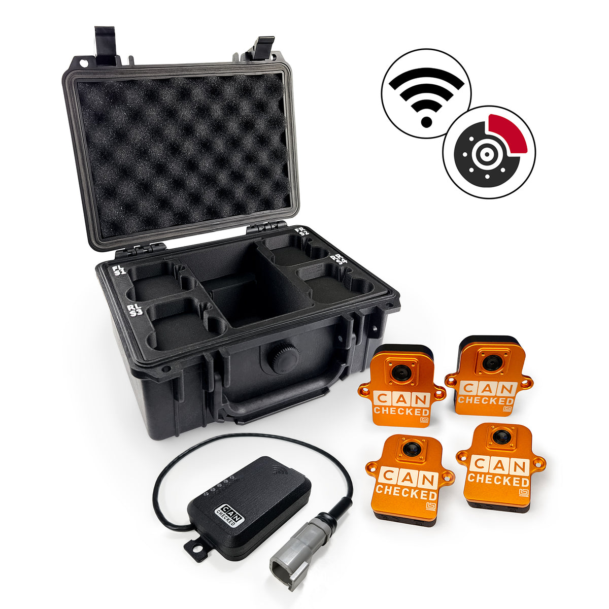 CANchecked BMU04 Monitorización inalámbrica de temperatura de frenos con caja de carga