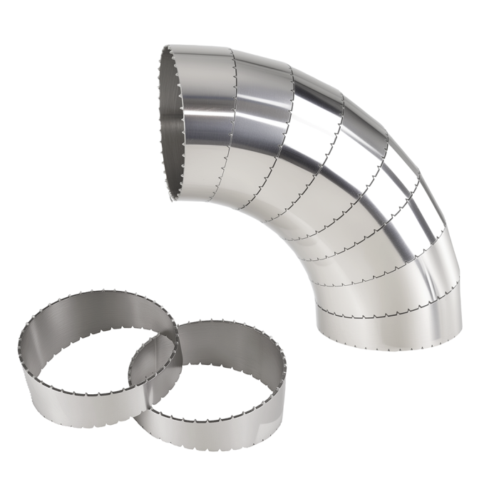 11.25" (102 mm) Stainless steel elbow with pie cut