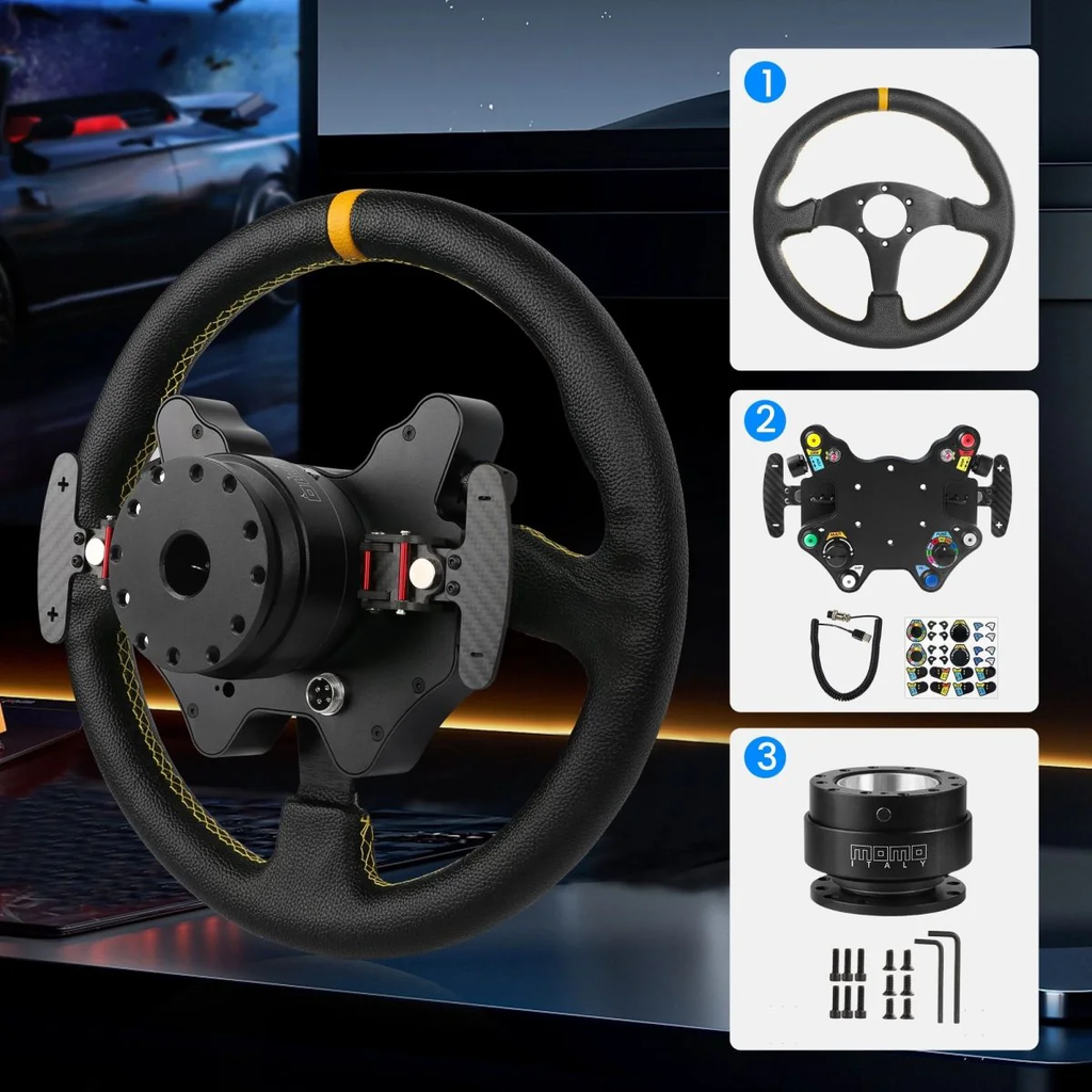 Volante de cuero con hub de carbono SIMSONN Simulador Simracing