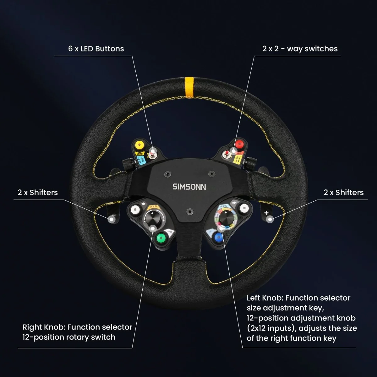 Volante de cuero con hub de carbono SIMSONN Simulador Simracing