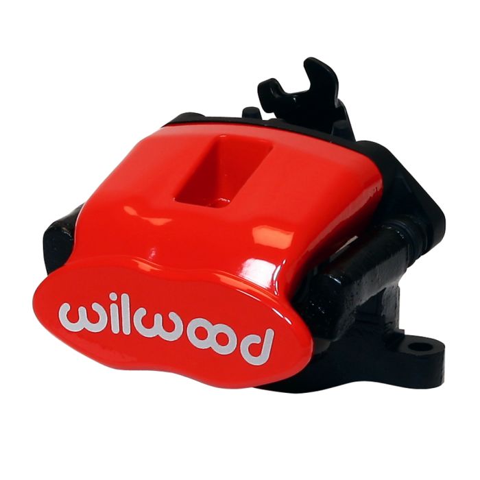 Pinza de freno de estacionamiento combinada Wilwood 120-9808-1 de montaje radial derecha, 1 pistón, color rojo.