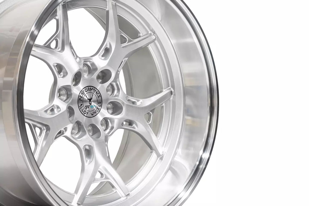 59°North Wheels D-014 9,75x18" ET -5 5x114,3/5x120 brushed silver/polished lip