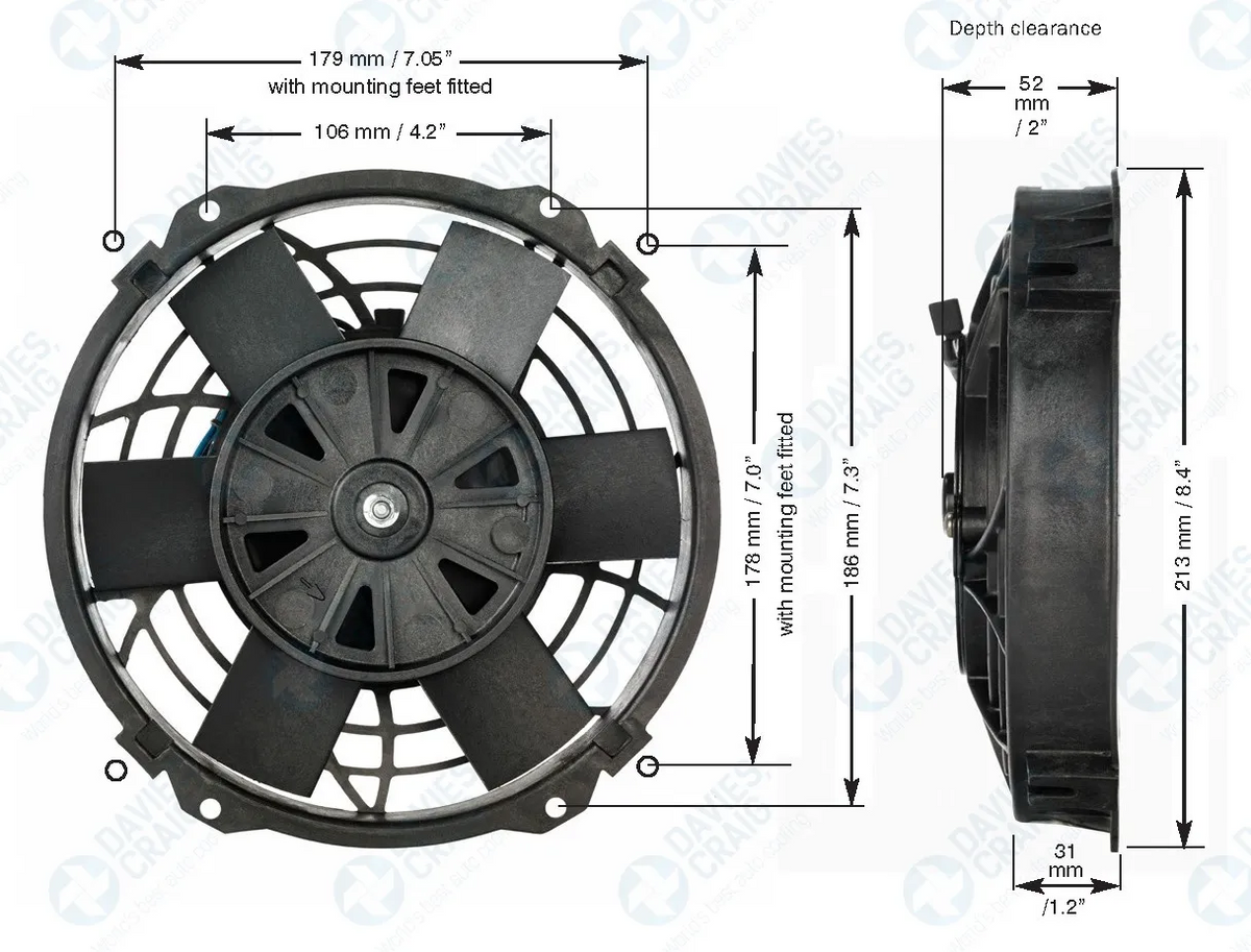 Ventilador eléctrico Davies Craig DC0136 Thermatic 8" 24V
