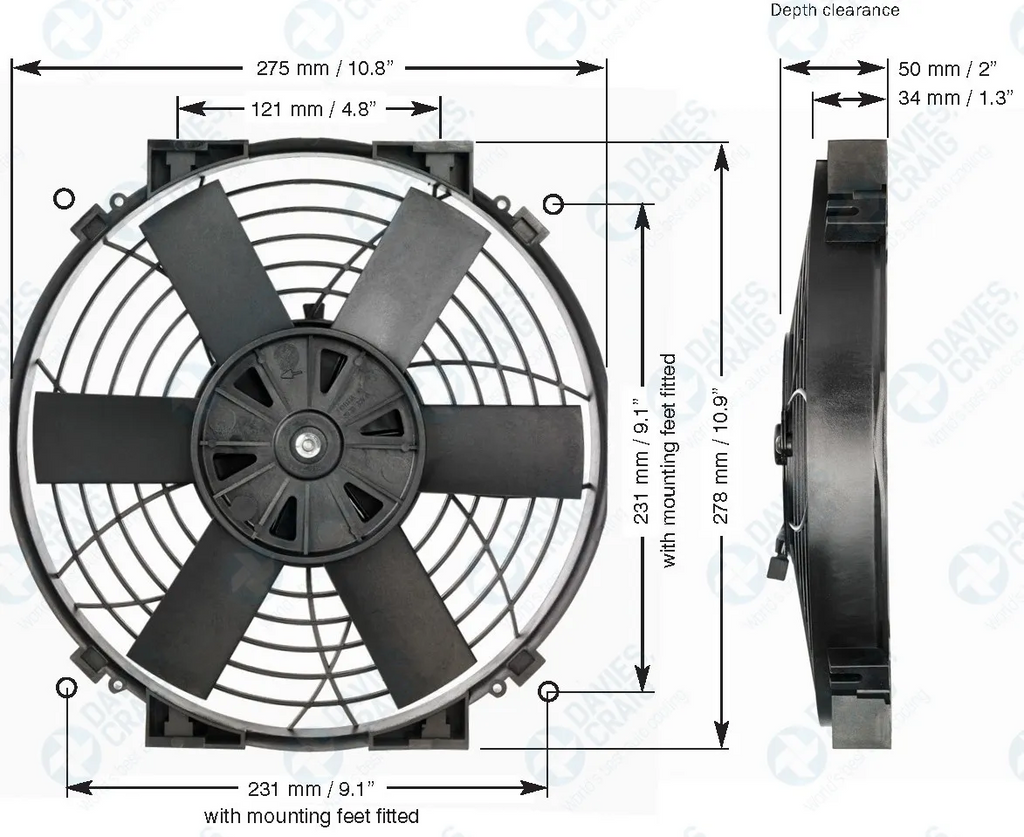 Ventilador eléctrico Davies Craig DC0148 Thermatic 10" Slimline 24V