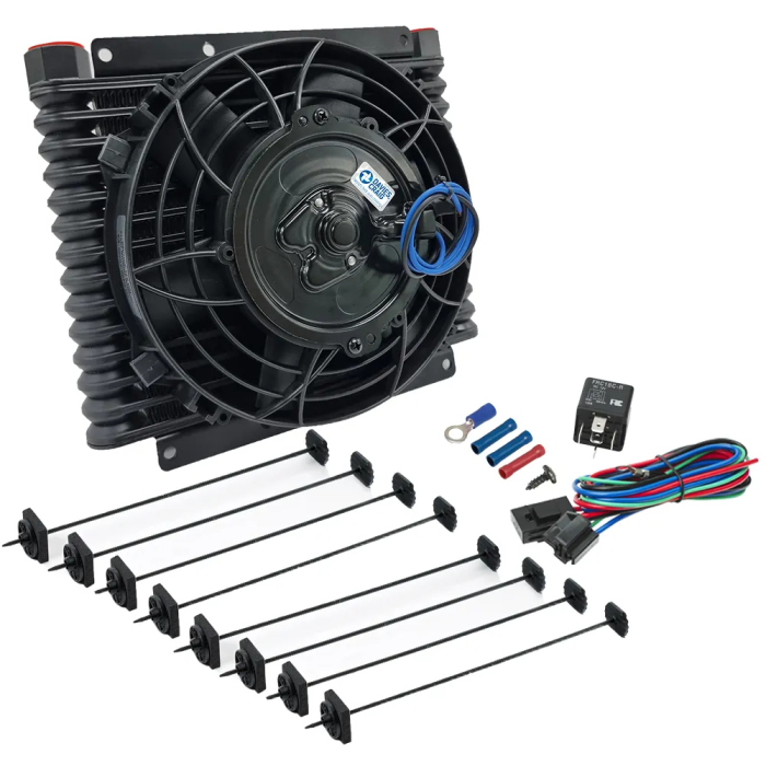 Davies Craig DC600 32mm 14-Row AN10 Universal Oil Cooler with 8" Fan, 12V
