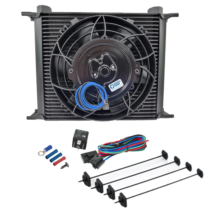 Davies Craig DC608 Universal Engine and Transmission Oil Cooler, 50mm, 30-Row, AN10, 8" Fan, 12V