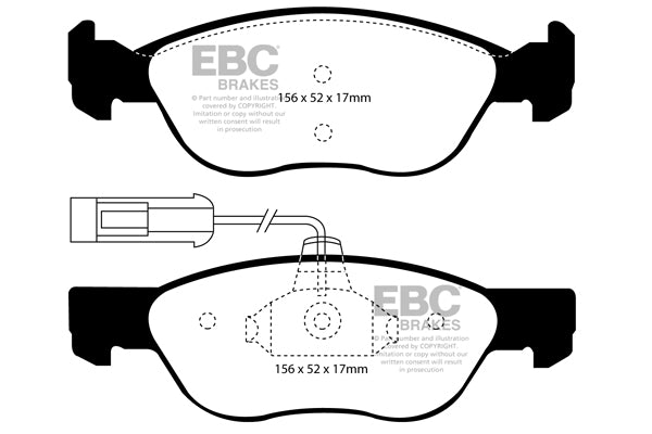 DP41060R Pastillas de freno YELLOWSTUFF EBC Brakes para Fiat Barchetta Brava Bravo Marea Marea Weekend Punto Lancia Dedra Delta
