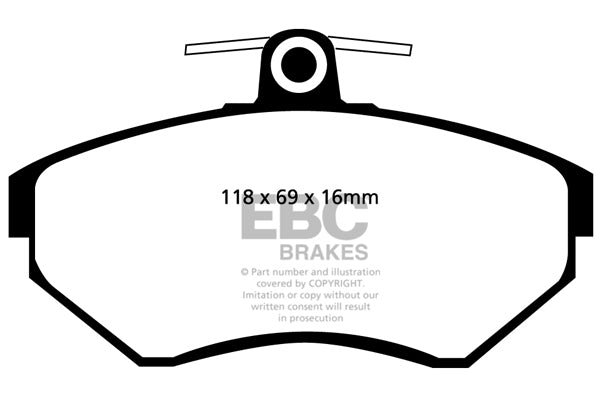 DP41112R Pastillas de freno YELLOWSTUFF EBC Brakes para Audi A4 B5 Seat Arosa Cordoba Ibiza 6K Volkswagen Caddy Kombi Golf Mk3 Golf Mk4 Golf Cabriolet Mk3 Lupo Passat B4 Passat B5 Polo 6N Polo 6N Classic Polo 6N2 Polo 6N2 Estate Polo 9N Vento