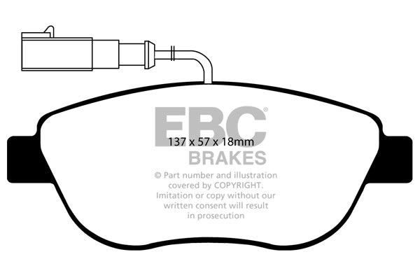 DP1383/2 Pastillas de freno ULTIMAX2 EBC Brakes para Abarth 500 595 Chrysler UK Delta Fiat 500 Bravo Fiorino Combi Punto Evo Fiat COMMERCIAL Fiorino Lancia Delta
