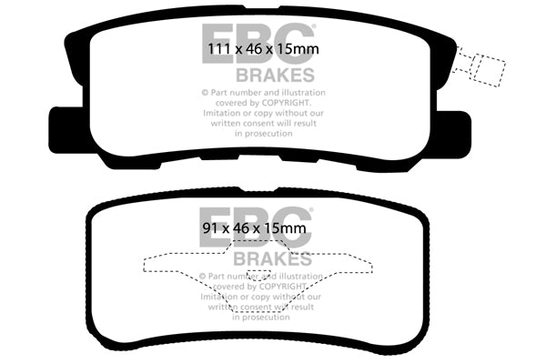 DP41407R Pastillas de freno YELLOWSTUFF EBC Brakes para Chrysler USA Sebring Citroen C4 Aircross Dodge USA Avenger Caliber Jeep Compass MK Patriot Lancia Flavia Mitsubishi ASX Grandis Lancer Outlander Pajero Shogun Peugeot 4007 4008 Chrysler 200