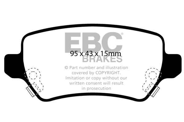 DP41447R Pastillas de freno YELLOWSTUFF EBC Brakes para Opel Astra G Astra G OPC Astra H Astra H OPC Astra GTC H Astra GTC H OPC Astra Cabriolet Astra Convertible Twin Top Astra Coupe Combo Tour Meriva Zafira A Zafira A OPC Zafira B Zafira B OPC