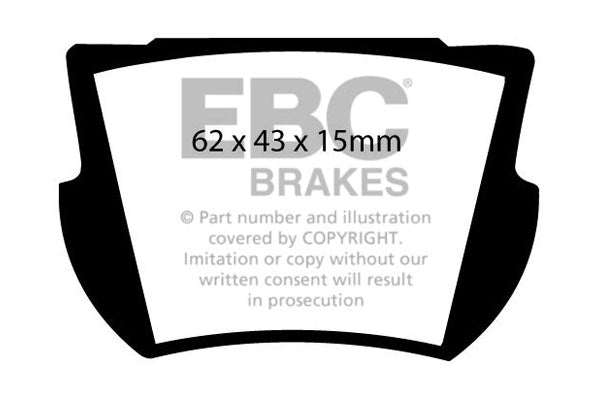 DP4145R Pastillas de freno YELLOWSTUFF EBC Brakes para Austin HEALEY Sprite BERKELEY Bandit INNOCENTI 950 Sport TURNER 950 Sports Mark 2 DIVA Valkyr Lotus Elan S3 Elan S4 Elan Sprint Elan +2 Elan +2S Elan +2S 130/4 Elan +2S 130/5 Lotus Elan Elan +2