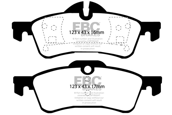 DP51701NDX Pastillas de freno BLUESTUFF NDX EBC Brakes para Mini Hatch 1st Gen R50 Cooper Mini Hatch 1st Gen R53 Cooper S Mini Hatch 1st Gen R53 Works Mini Hatch 2nd Gen R56 Works Mini Hatch 2nd Gen R56 Works GP Mini Convertible R52 Cooper Mini