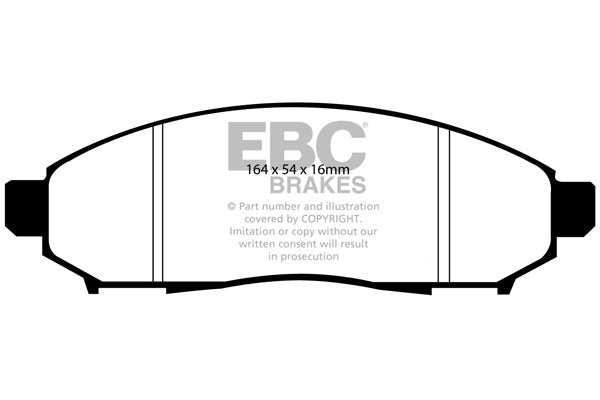 DP41747R Pastillas de freno YELLOWSTUFF EBC Brakes para Nissan Pathfinder Nissan COMMERCIAL Navara D40 Chevrolet City Express Nissan Frontier Pathfinder Xterra Suzuki Equator Nissan Australia y Nueva Zelanda Navara D40