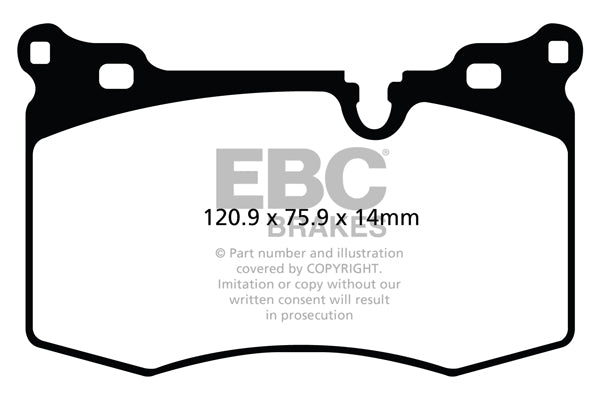 DP51854NDX Pastillas de freno BLUESTUFF NDX EBC Brakes para Mini Hardtop R56 Clubman R55 Convertible R57 Coupe R58 Roadster R59 Mini Hatch 2nd Gen R56 Works Mini Clubman R55 Works Mini Convertible R57 Works Mini Coupe R58 Works Mini Roadster R59 Works