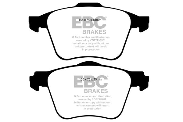 Pastillas de freno DP1914 ULTIMAX2 EBC Brakes para Ford Galaxy Mk2 Mondeo Saloon Mk4 Mondeo Hatchback Mk4 Mondeo Estate Mk4 Volvo S60 Mk2 S80 Mk2 V60 Mk1 V60 Cross Country V70 Mk3 XC70 Mk2 SMax S60 Mk2 D5 S60 Mk2 T5 S60 Mk2 T6 S80 Mk2 T5 S80 Mk2 T6