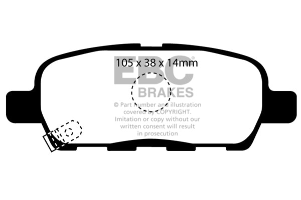 DP1955 Pastillas de freno ULTIMAX2 EBC Brakes para Infiniti EX30D EX37 G37 M30D M35h M37 Q50 Q50 Sport Q60 Q60 Coupe Q70 Q70 Hybrid QX50 QX70 Nissan Cube Juke 1st Gen Juke 1st Gen Nismo Juke 1st Gen Nismo RS Leaf Murano Z51 NV200 Combi Pulsar