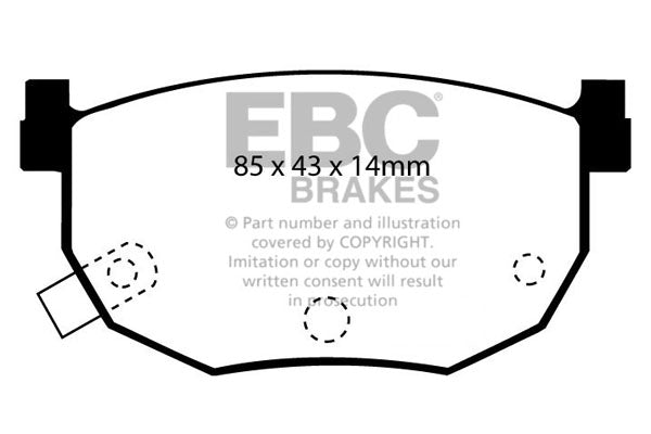 DP4528R Pastillas de freno YELLOWSTUFF EBC Brakes para Hyundai Coupe Nissan Maxima Silvia S13 Silvia S14 Silvia S15 180SX 200SX S14 Hyundai Elantra Tiburon Nissan Skyline R30 240SX Nissan Australia and New Zealand 180 SX RS13 180 SX S13 200 SX S13
