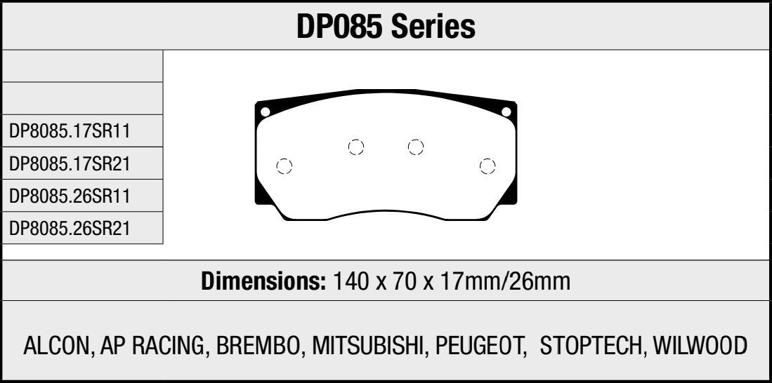 Pastillas de freno de competición DP8085.17SR21 sinterizadas SR21™ EBC Brakes