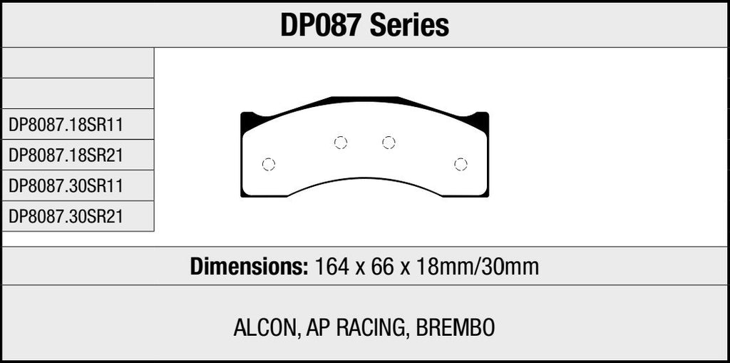 Pastillas de freno de competición DP8087.30SR21 sinterizadas SR21™ EBC Brakes