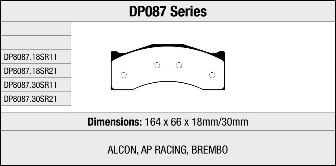 Pastillas de freno de competición DP8087.30SR21 sinterizadas SR21™ EBC Brakes