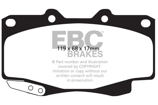 Pastillas de freno DPX2005 ULTIMAX2 EBC Brakes para Toyota COMMERCIAL Toyota Malasia y Filipinas Fortuner Toyota Australia y Nueva Zelanda HiLux GGN HiLux KUN HiLux AHT KUN26 HiLux MRO KUN26 HiLux Double Cab KUN25 HiLux Extra Cab KUN25 HiLux Single