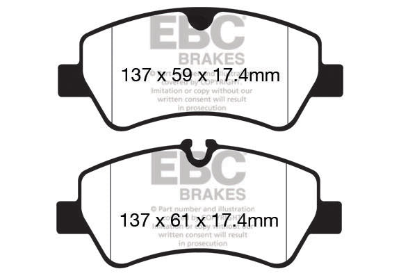 DP42152R Pastillas de freno YELLOWSTUFF EBC Brakes para Ford COMMERCIAL Tourneo Custom Transit 4th Gen 290 Transit 4th Gen 310 Transit 4th Gen 330 Transit 4th Gen 350 Transit Custom 250 Transit Custom 270 Transit Custom 290 Transit Custom 310