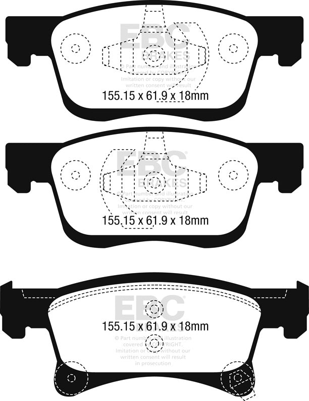 DPX2242 Pastillas de freno ULTIMAX2 EBC Brakes para Opel ADAM Corsa E VAUXHALL ADAM Corsa E VAUXHALL COMMERCIAL Corsa Van