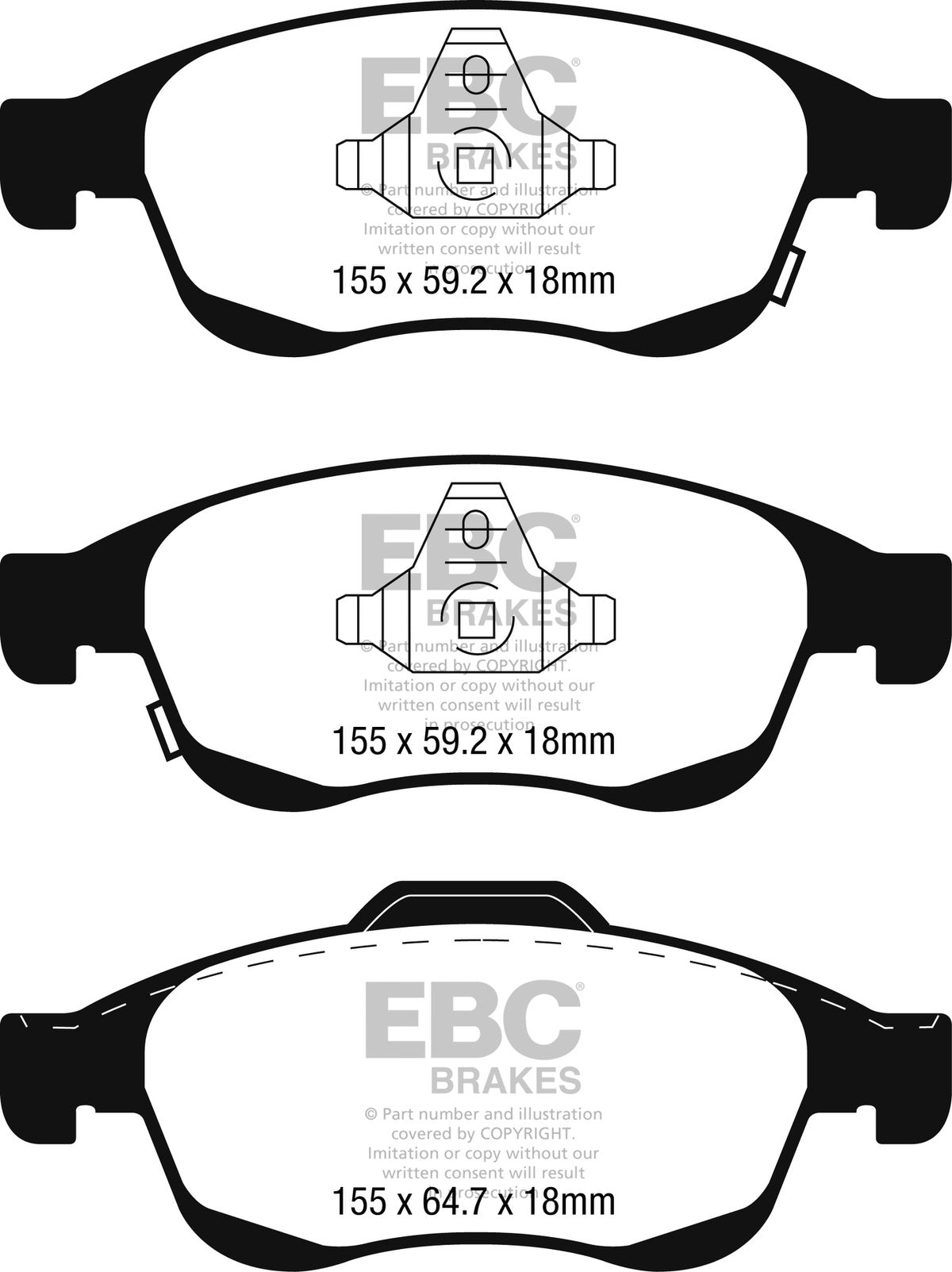 DPX2247 Pastillas de freno ULTIMAX2 EBC Brakes para Fiat 500X Jeep Renegade