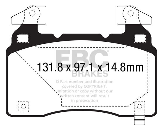 DP43028R Pastillas de freno YELLOWSTUFF EBC Brakes para Cadillac CTS Vsport Chevrolet Camaro 6th Gen Corvette C7 Stingray Z51 Opel Insignia Country Tourer Insignia Grand Sport Insignia Sport Tourer Tesla VAUXHALL Insignia Country Tourer Insignia