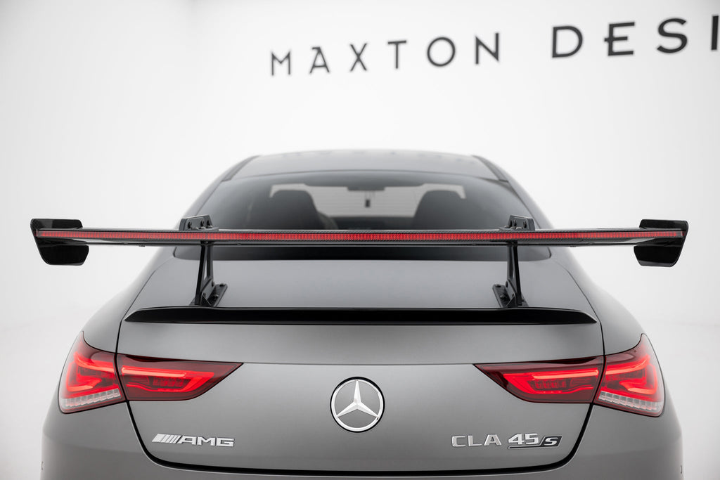 Alerón de carbono con soportes cuello de cisne + LED para Mercedes-Benz CLA Coupe C118 / C118 Facelift